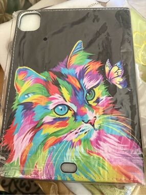 Rainbow Cat &  Butterfly Black 11”  M20 Case IPad Air  New